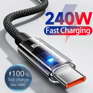 240W Nylon USB Type C Super Fast Charging Cable