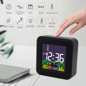 Smart Digital Alarm Clock LCD Display with Temperature Hygrometer Calendar Timer Intelligent Voice Controlled Bedroom Office